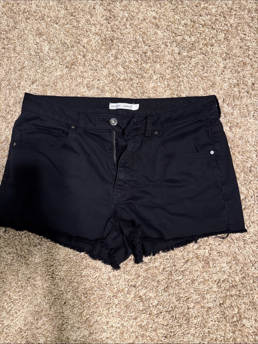 Melrose and Market Black Denim Frayed Hem Women's Shorts 31